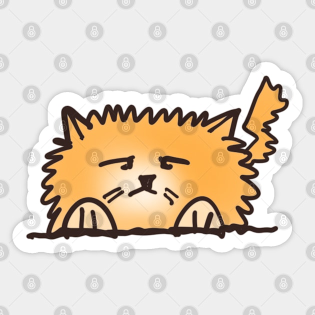 Fluffy Orange Cat Sticker by leBoosh-Designs